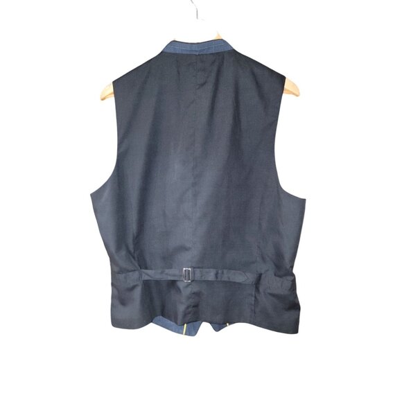 Mens Blue Plaid INC International Concepts Vest Adjustable Back Strap S - Picture 3 of 4